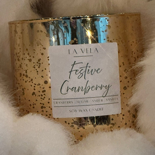 FESTIVE CRANBERRY, 2-WICK, MECURY GLASS